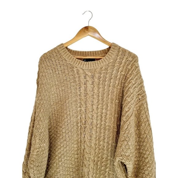 ASOS Tan Brown Chunky Waffle / Cable Knit Oversize Relaxed Soft Jumper Size 2XL - Picture 2 of 7